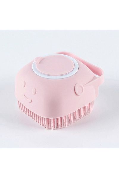 Markapet Cat Dog Silicone Shower Brush with Shampoo Chamber 11 cm Pink
