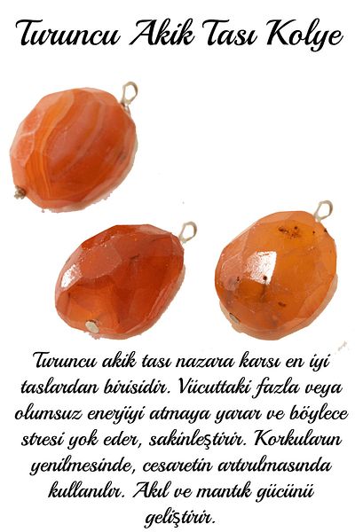 Tesbih Atölyesi Orange Agate Stone - Certified Natural Faceted Necklace