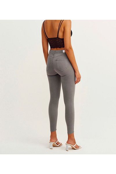 LAMİRA Blugi LAMiRA gri skinny cu talie înaltă