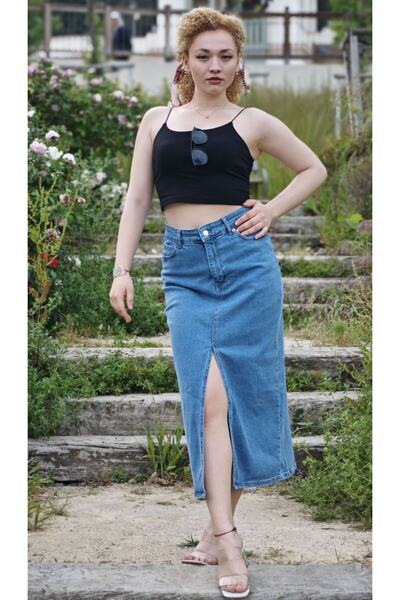 yagmurberen Разкъсана еластична дънкова пола