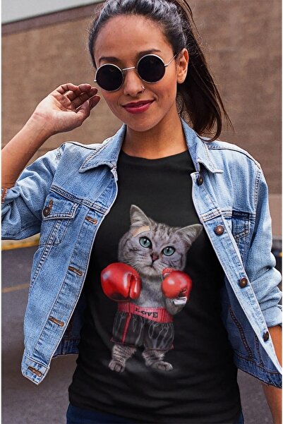Machetta Μπλουζάκι Boxer Cute Cat Dog με στάμπα μεγάλου μεγέθους