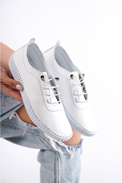 Deripabuc Pantofi de damă din piele naturală albă - Dp62-8001