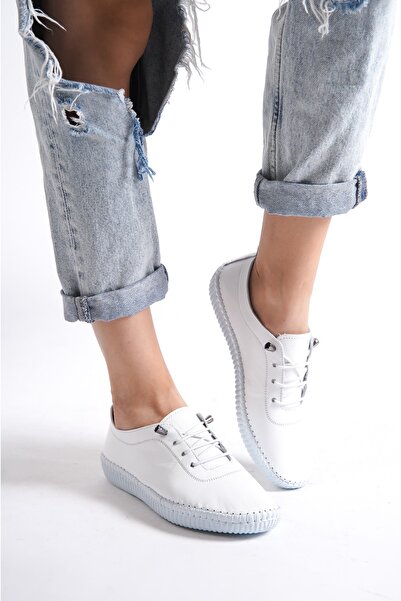 Deripabuc Pantofi de damă din piele naturală albă - Dp62-8001