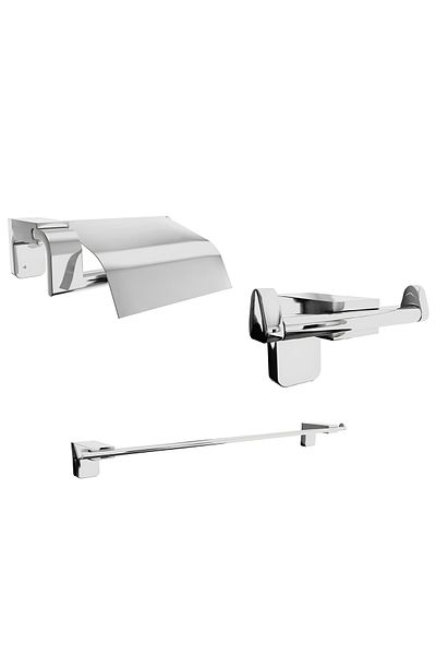 Zethome F 1 Series Stainless Wall Mounted Toilet Paper Holder, Towel Holder, Hanger Set Chrome