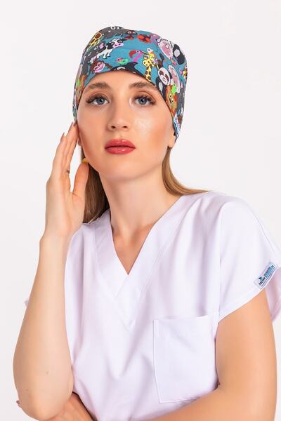 Nur Medikal Giyim Unisex Master Likra Hayvanat Bahçesi Desenli Hemşire Cerrah...