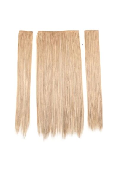 AKOLİFE Bal Köpügü Yarımay Saç Çıt Çıtlı +2 Yan Postiş Set - Isıya Dayanıklı - Yıkanabilir Takma Saç