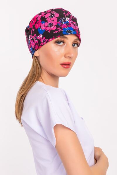 Nur Medikal Giyim Kadın Pembe Çiçekler Desenli Doktor Hemşire Hastane Aşçı Me...