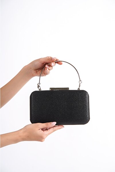 Moda Değirmeni Μαύρη γυναικεία τσάντα Lurex βραδινό φόρεμα Bg1121-310-0001