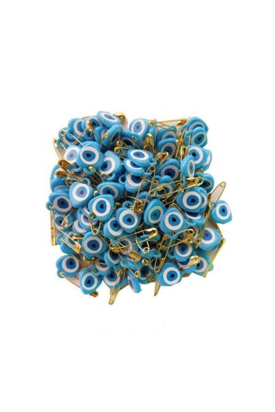 Aker Hediyelik 50 τεμάχια κίτρινες χάντρες του κακού ματιού με μπλε καρφίτσες...