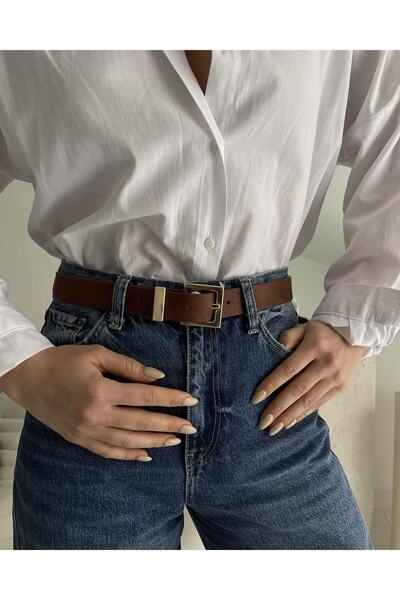 Tina Metal Tokalı Dokulu Kemer Taba