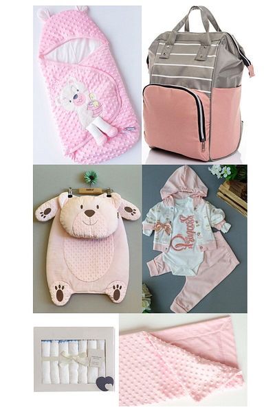 sahra bebek 6-Piece BABY SET (BABY CARE BACKPACK, SWADDLE, DIAPER, HOSPITAL EXIT, NOOD BLANKET, WIPES SET)