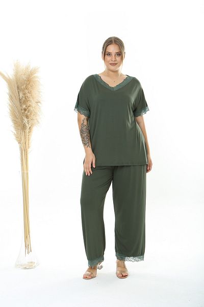 XL Modam Women's Large Size Khaki 2-Piece Pajama Set