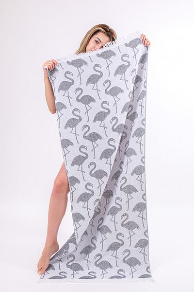 Mariva home Towel Peshtemal, Beach Towel, Bath Towel, Flamingo Pattern