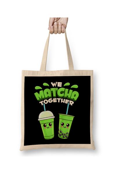 Baskı Dükkanı Slatka i divna We Matcha Together igra reči o hrani, tkanina To...