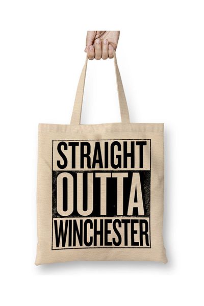 Baskı Dükkanı Geantă din pânză Straight Outta Winchester Supernatural cu mâner lung