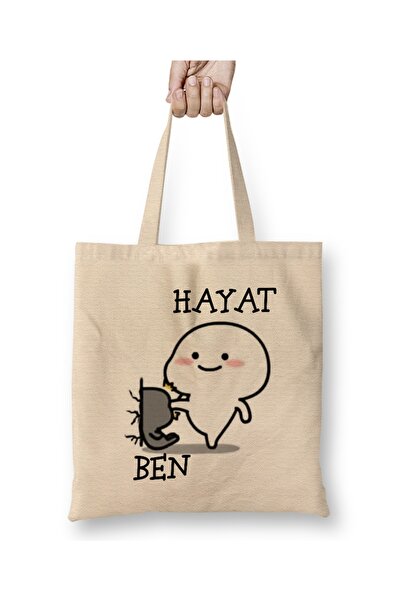 Baskı Dükkanı Life Is Boring Funny Geantă din pânză cu mâner lung