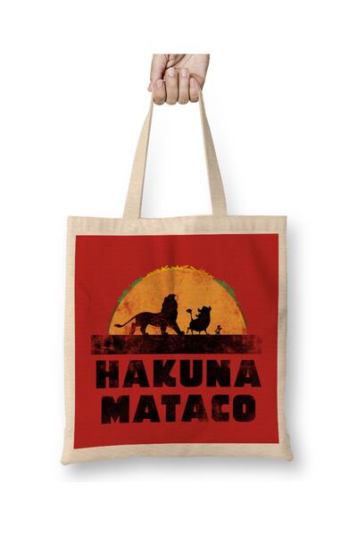 Baskı Dükkanı Hakuna Mataco Lion King tkanina Torba dugačka Sa ručkom