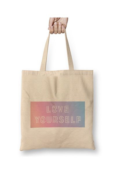 Baskı Dükkanı Geantă din pânză Bts Love Yourself Pastel Gradient cu mâner lung