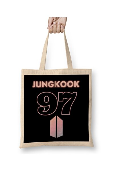 Baskı Dükkanı Bts Jungkook 97 Logo Tkanina Torba Duga Sa ručkom
