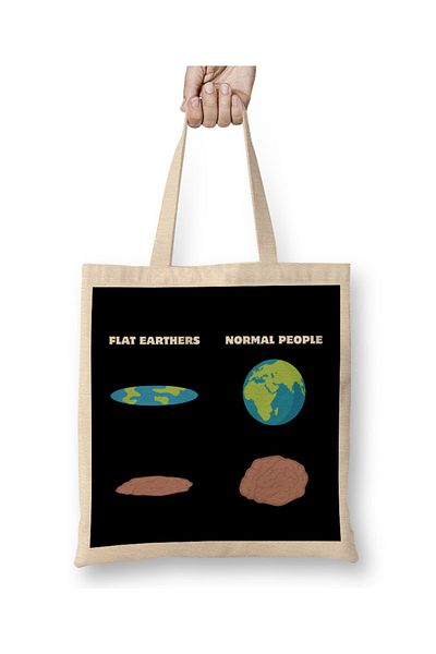 Baskı Dükkanı The Brain Of Flat Earthers Flat Earth υφασμάτινη τσάντα με μακριά λαβή