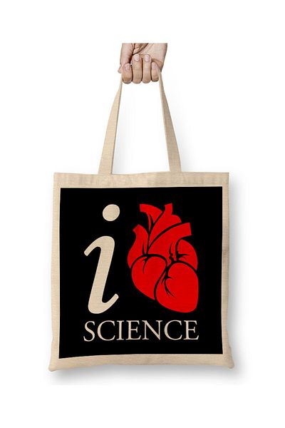 Baskı Dükkanı I Love Science υφασμάτινη τσάντα με μακριά λαβή