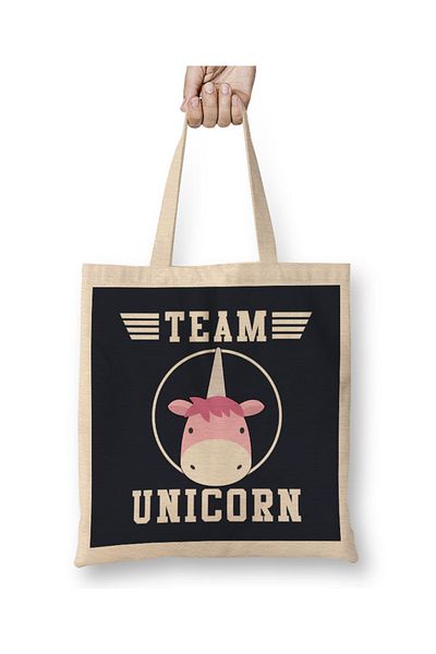 Baskı Dükkanı Υφασμάτινη τσάντα Team Unicorn με μακριά λαβή