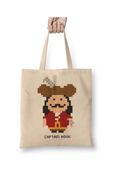 Baskı Dükkanı Υφασμάτινη τσάντα Captain Hook Pixel Character με μακριά λαβή