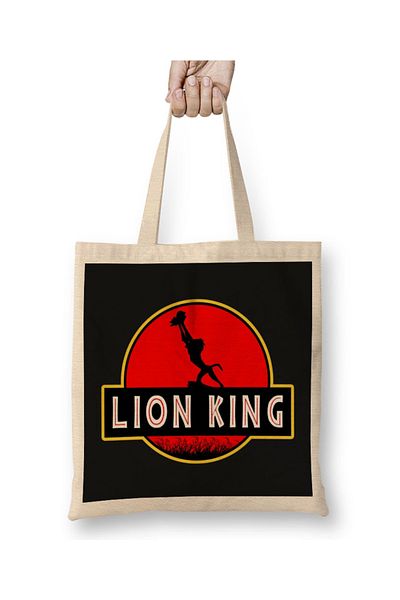 Baskı Dükkanı Lion King Jurassic Park Circle Of Life υφασμάτινη τσάντα με μακριά λαβή
