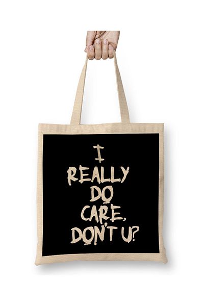 Baskı Dükkanı I Really Do Care Don't U Μακριά λαβή από υφασμάτινη τσάντα από την Melania Trump