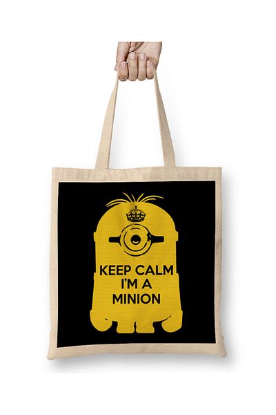 Baskı Dükkanı Keep Calm I'm A Minion υφασμάτινη τσάντα με μακριά λαβή