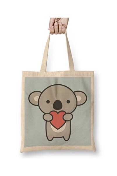 Baskı Dükkanı Kawaii slatka koala sa srcem od tkanine Torba dugačka Sa ručkom