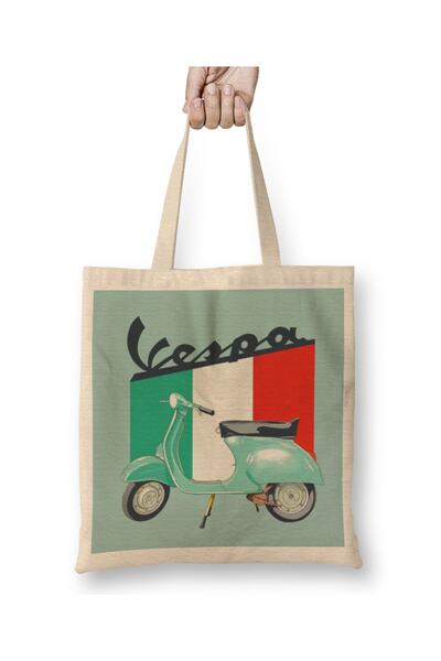 Baskı Dükkanı Logo Vespa tkanina Torba dugačka Sa ručkom