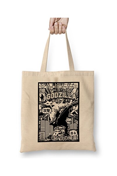 Baskı Dükkanı The Return Of Godzilla Comic Book Covers Geantă din pânză cu mâner lung