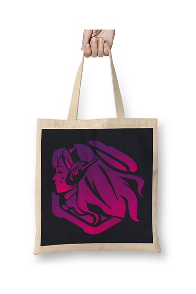 Baskı Dükkanı Υφασμάτινη τσάντα Dva Purple Artwork Overwatch με μακριά λαβή