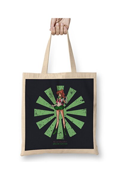 Baskı Dükkanı Geantă din pânză japoneză retro Sailor Moon Jupiter cu mâner lung