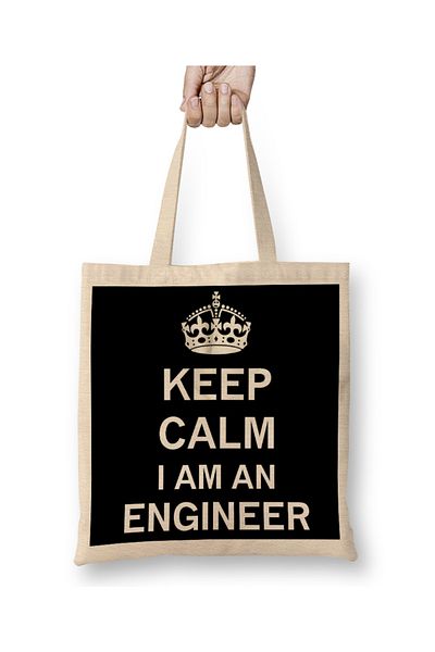 Baskı Dükkanı Keep Calm I Am An Engineer υφασμάτινη τσάντα με μακριά λαβή