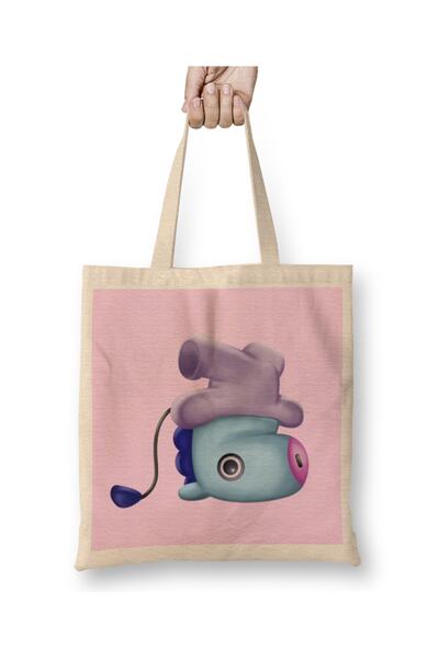 Baskı Dükkanı Bts Bt21 Cute Mang J Hope Geantă din pânză cu mâner lung