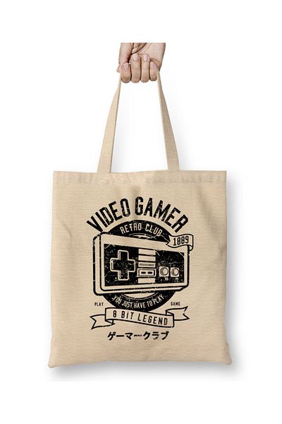 Baskı Dükkanı Υφασμάτινη τσάντα Video Gamer 8 Bit με μακριά λαβή