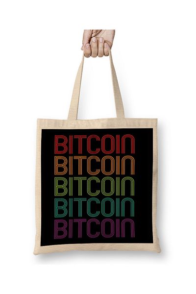 Baskı Dükkanı Υφασμάτινη τσάντα Bitcoin Retro 70's με μακριά λαβή