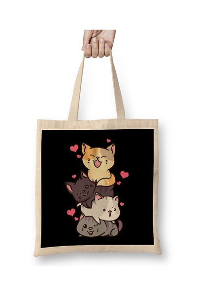 Baskı Dükkanı Funny Cat Mountain Meowtain Kitty Pun υφασμάτινη τσάντα με μακριά λαβή