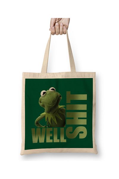 Baskı Dükkanı Υφασμάτινη τσάντα Kermit Well Shit με μακριά λαβή
