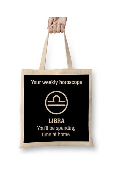 Baskı Dükkanı Το εβδομαδιαίο οροσκόπιο σας Libra Self Isolation υφασμάτινη τσάντα με μακριά λαβή