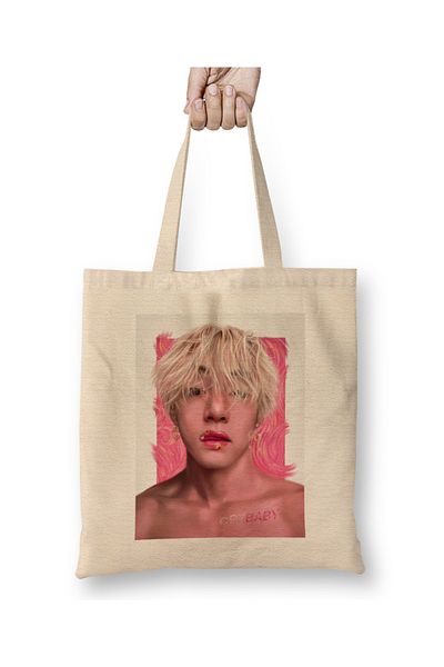 Baskı Dükkanı Geantă din pânză Bts Kim Taehyung cu mâner lung