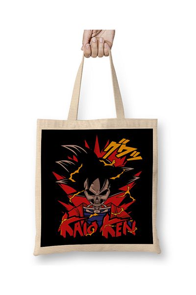 Baskı Dükkanı Υφασμάτινη τσάντα Goku Skull με μακριά λαβή