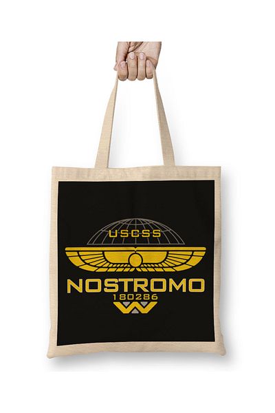 Baskı Dükkanı Nostromo Weyland Logo Alien υφασμάτινη τσάντα με μακριά λαβή