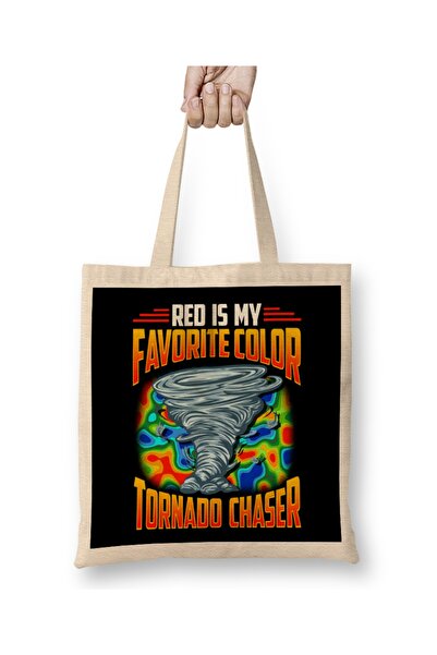 Baskı Dükkanı Crvena je moja omiljena boja Tornado Chaser meteorološka tkanin...