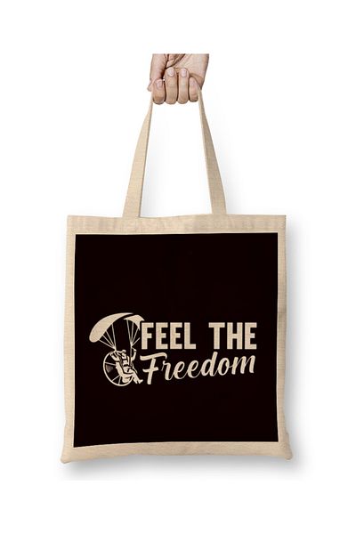 Baskı Dükkanı Feel Freedom Paramotor PPG Paramotoring Flying Paragliding υφασμάτινη τσάντα με μακριά λαβή