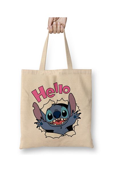 Baskı Dükkanı Stitch And Lilo Cute Fun υφασμάτινη τσάντα μακριά λαβή