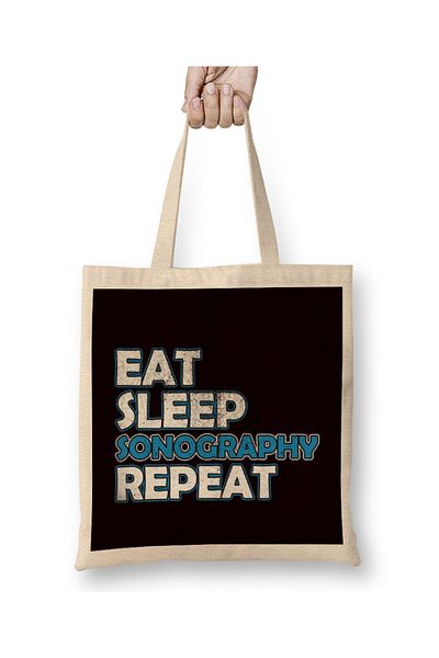 Baskı Dükkanı Eat Sleep Sonography Sonographer Ultrasound Echography υφασμάτινη τσάντα με μακριά λαβή