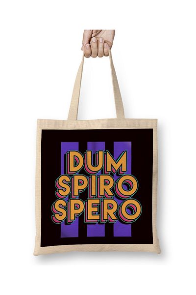 Baskı Dükkanı Dum Spiro Spero Εκπαίδευση Παρακίνηση Λατινική φράση Γλώσσα υφασμάτινη τσάντα μακριά λαβή